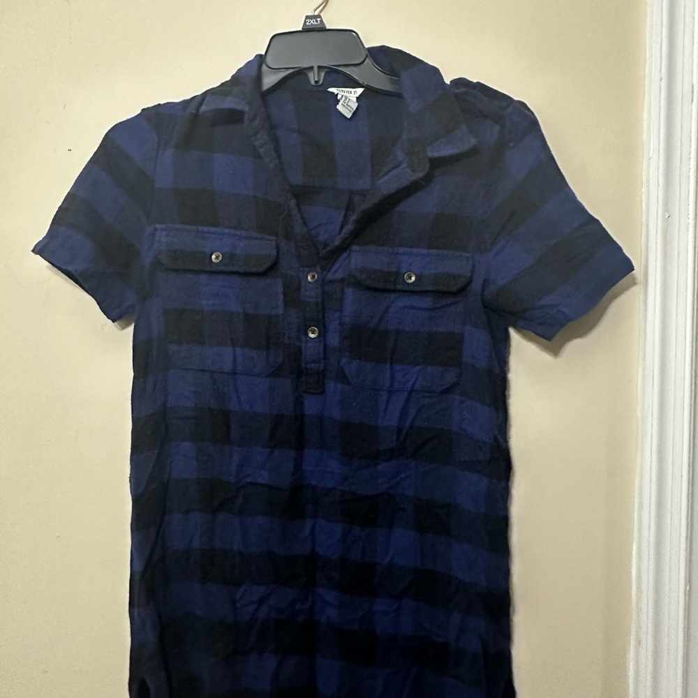 Forever 21 Blue Striped Button Down Shirt